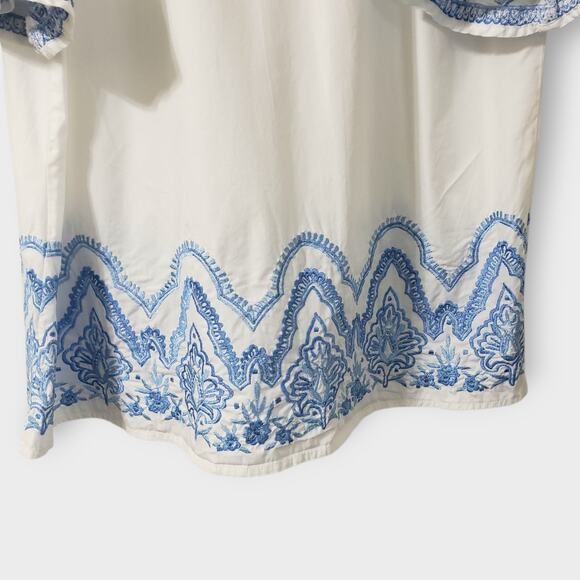 eShakti Wayward Fancies Floral Embroidered Fan Flare Sleeve Tunic Peasant L-14 - Picture 3 of 13